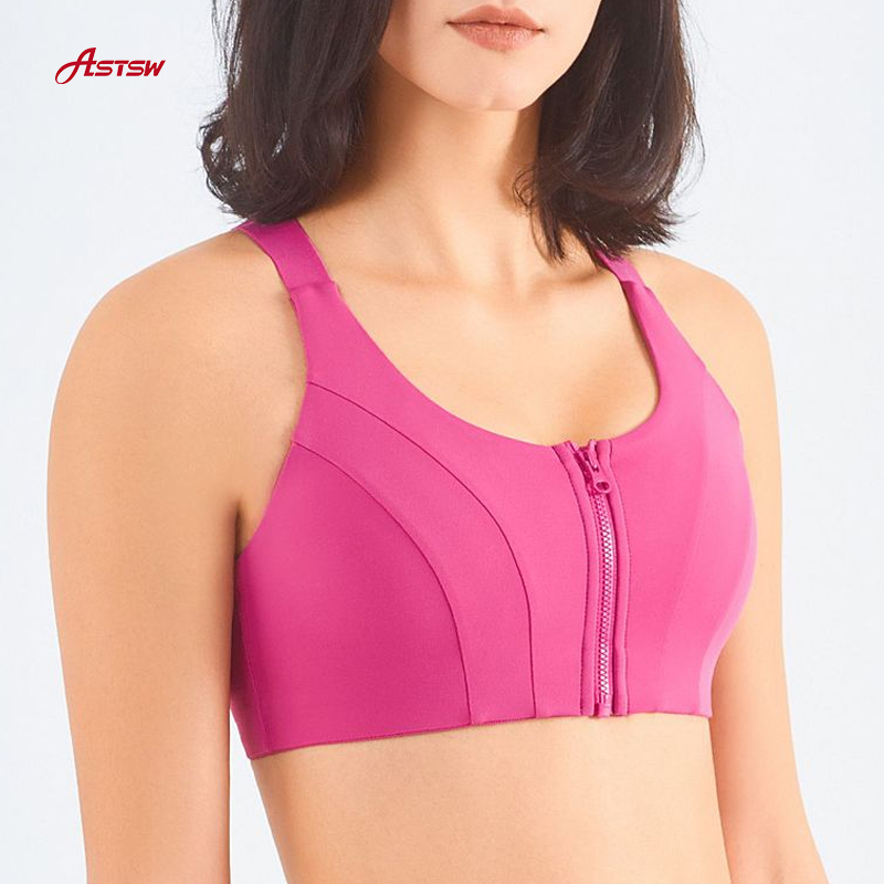 Women Zipper Sports Bra 