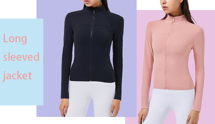 Women Long Sleeve Zipper Tight Yoga Top